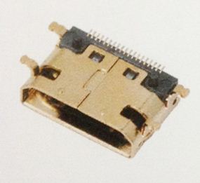 供应C型MINI迷你HDMI母座19p镀金180度全贴SMT带定位柱-西乡