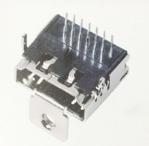 供应A型HDMI母座DIP90度插件19p-2排带挂钩-附PDF规格书