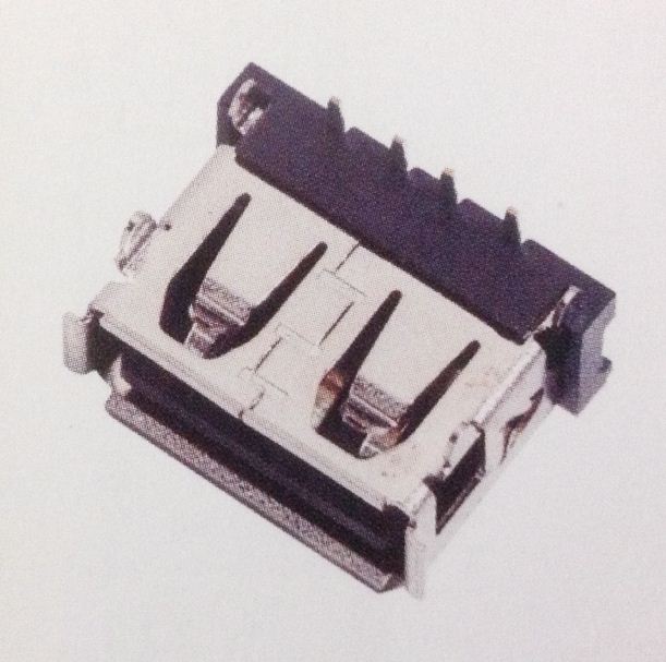 供应A型USB母座短体DIP90度插件10-卷边-四个插脚-附焊板流程