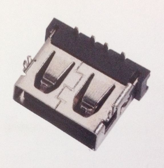 供应A型USB母座短体10-DIP90度插件-平口-两个鱼插脚-质量辨别