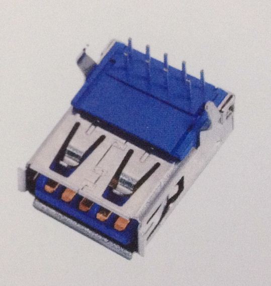 供应A型USB-3.0母座DIP90度插板卷边-两弯脚-附PDF规格书