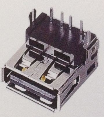 供应A型USB母座垫高DIP90度-卷边-带两鱼叉脚-USB接口的创始人